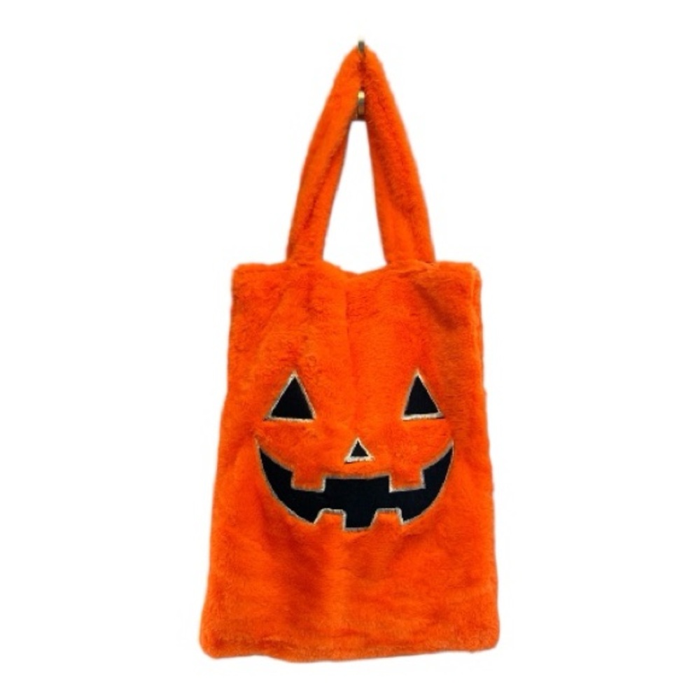 Y2K Vibes Unbranded Festive Fuzzy Orange Pumpkin Tote Bag